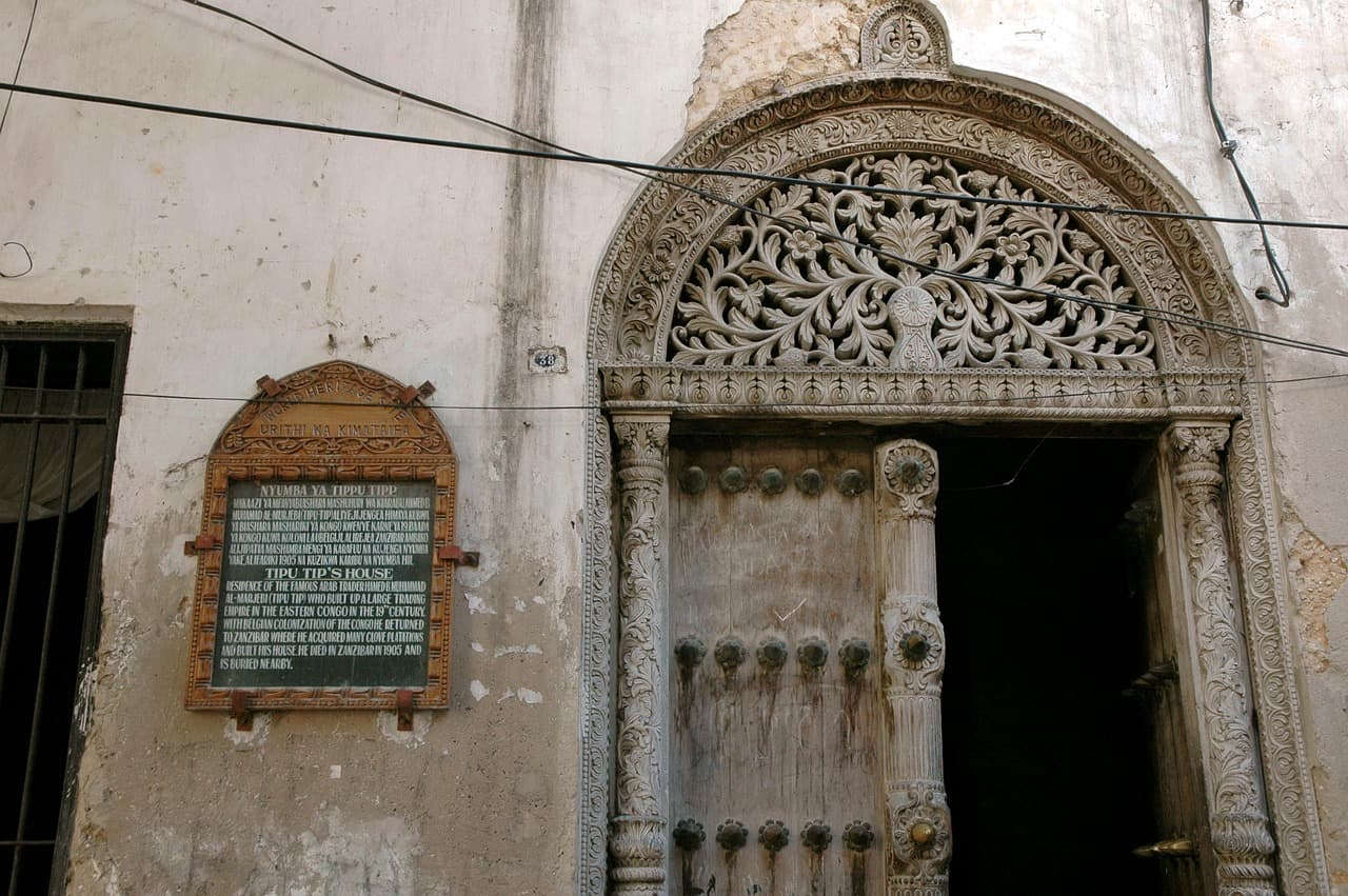 Ornately carved stone archway in Stone Town